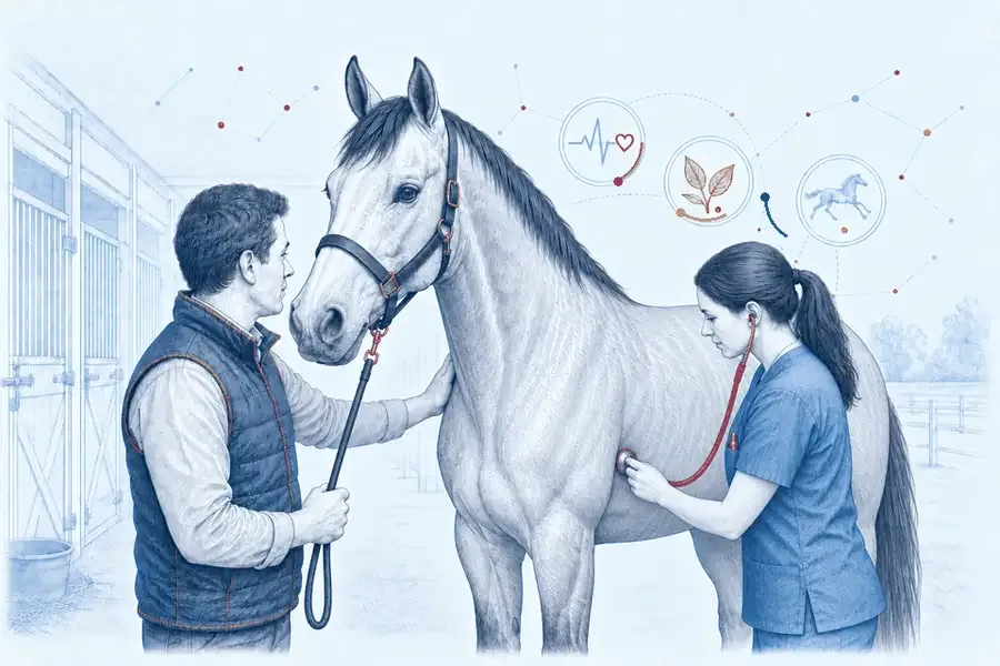 Vet examining a horse